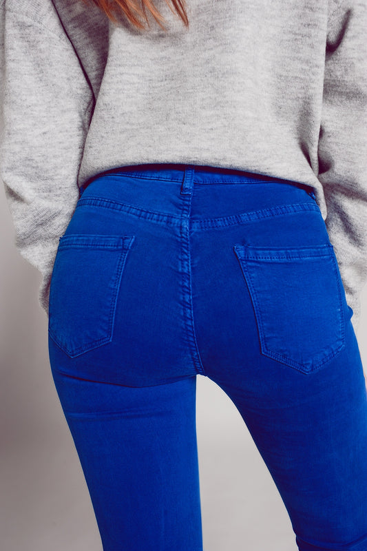 High waisted skinny jeans in electric blue - Jeans