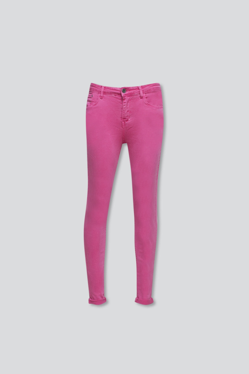 High waisted skinny jeans in fuchsia - Jeans