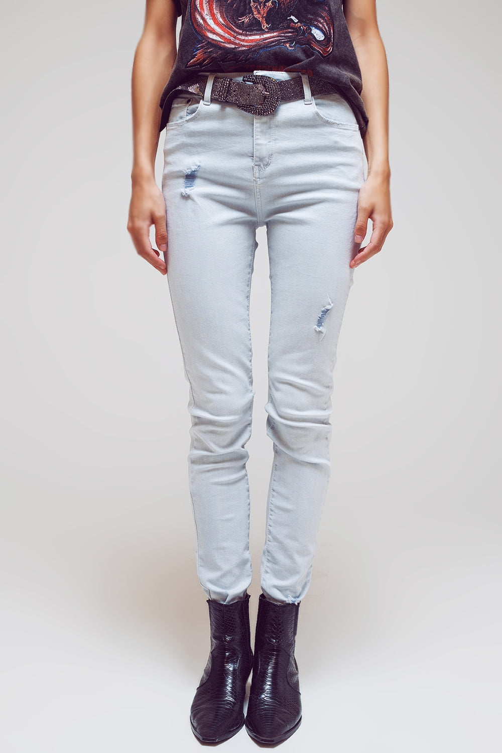 High waisted skinny jeans in Light blue - Jeans