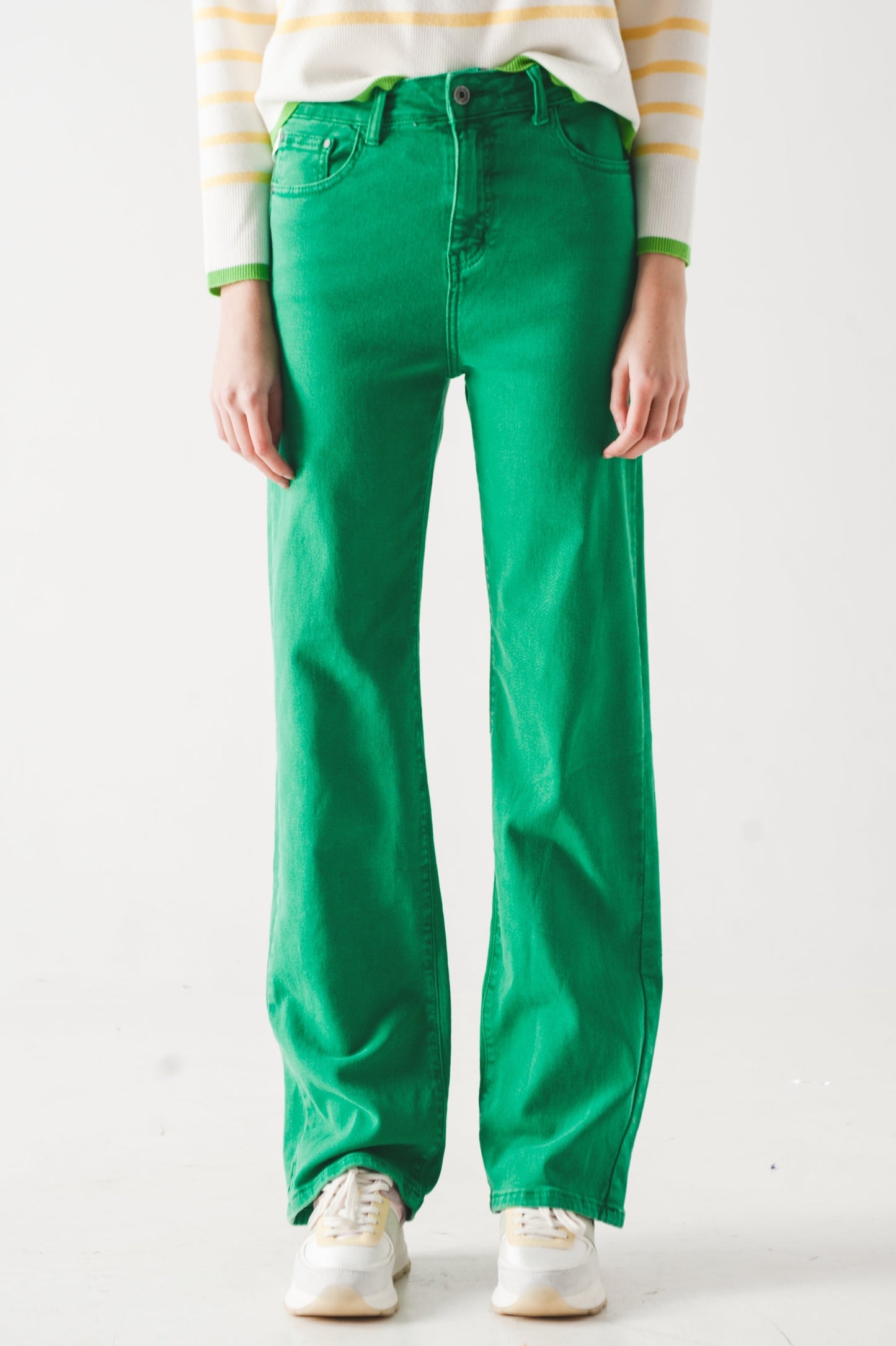 High waisted slouchy mom jeans in green - Jeans