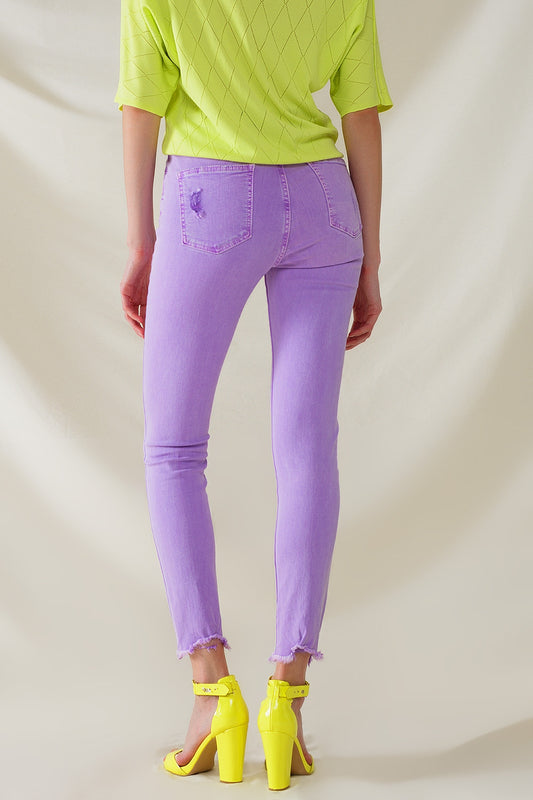 High Waisted super Skinny Jeans In Purple - Jeans