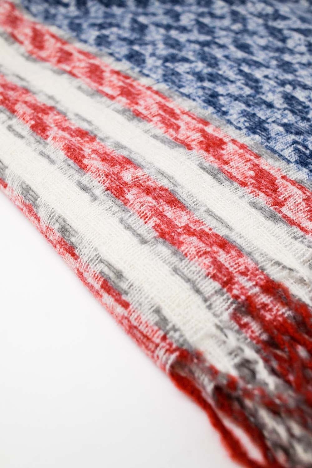 Houndstooth style americana Scarf in White Red and Blue - Scarves