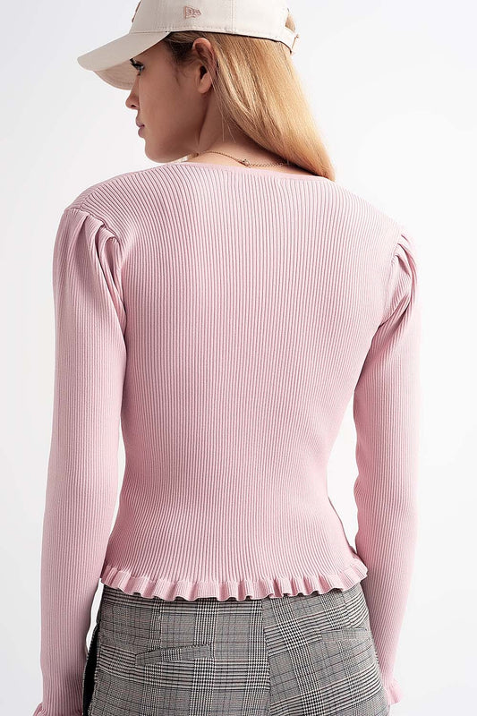 Jersey with pearl front in pink - Jumpers