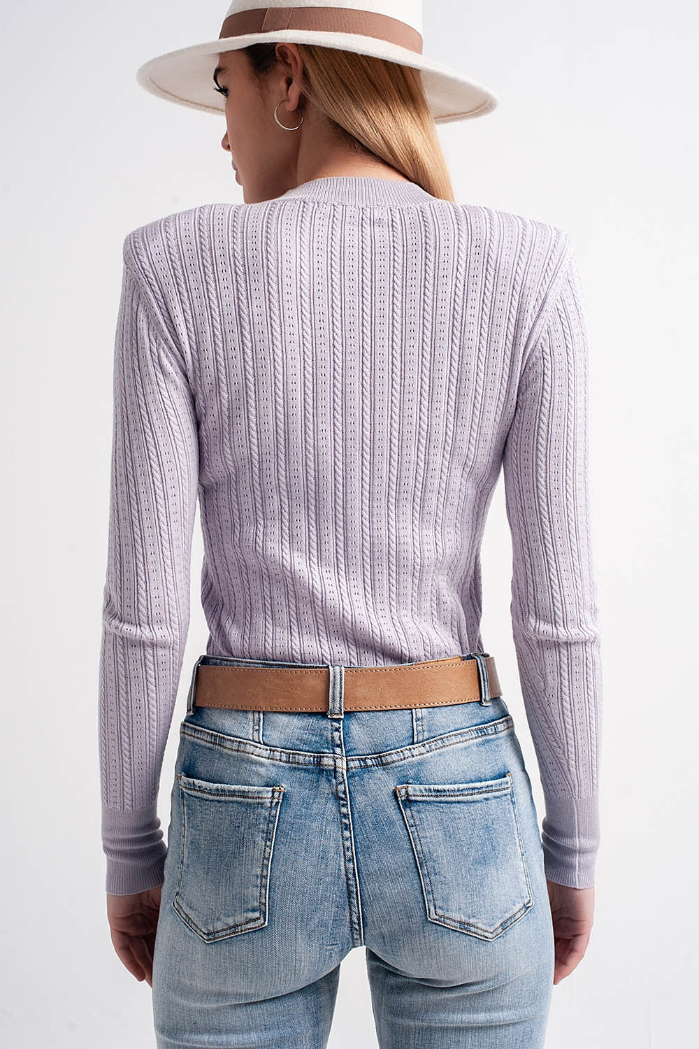 Jumper with shoulder pad in lilac - Jumpers