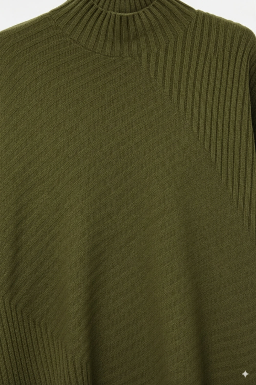 Khaki Asymmetric Ribbed Knit Sweater Tunic -