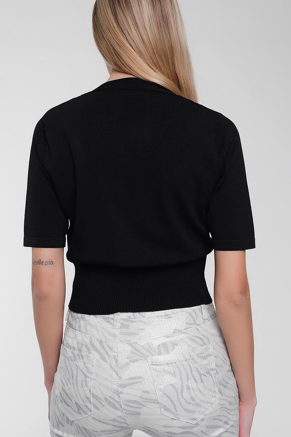 knit button through cardi top in black - Jumpers