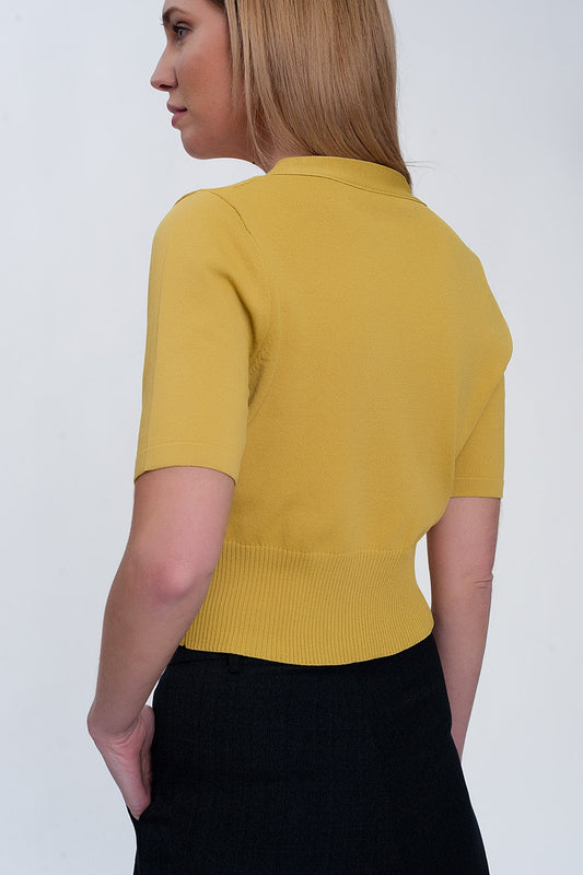 knit button through cardi top in green - Jumpers