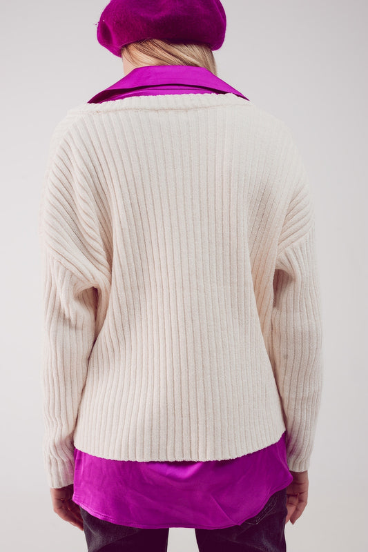 Knitted chenille jumper in cream - Jumpers