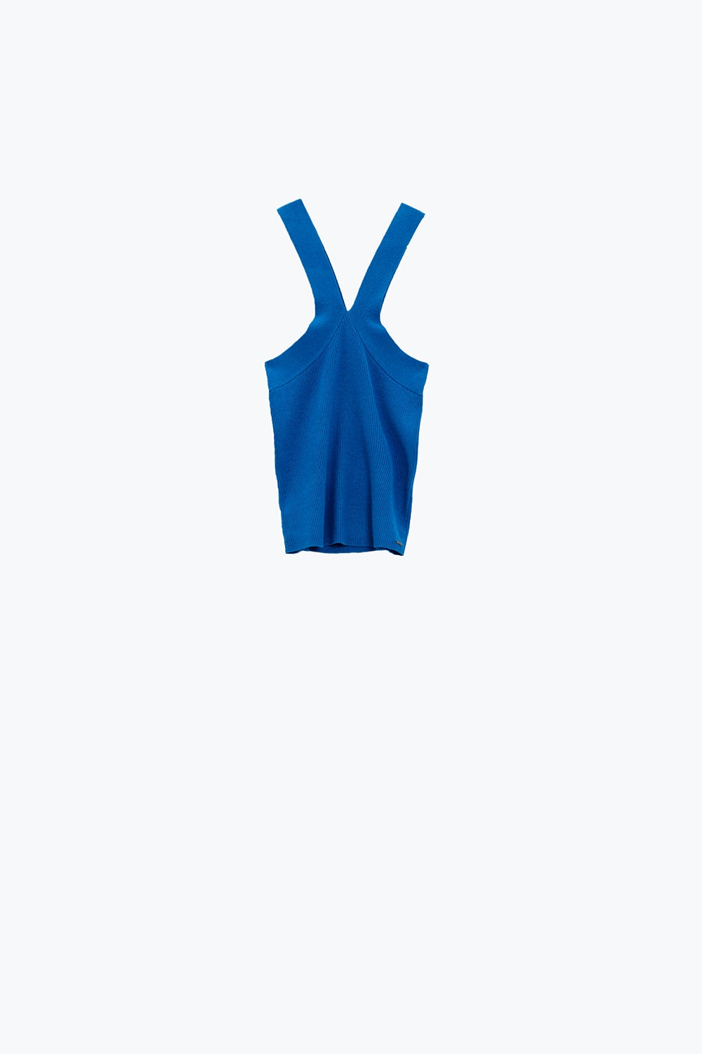 Knitted Cross Front Cropped Top in Blue - Jumpers