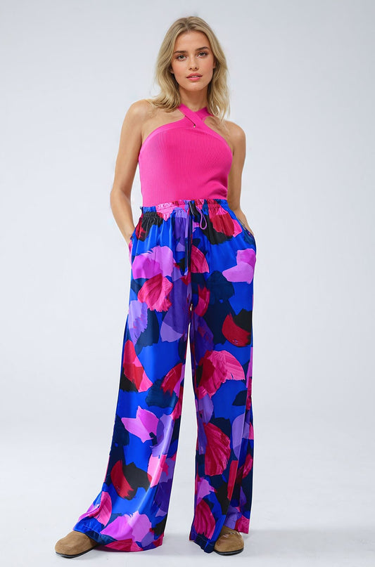 Knitted Cross Front Cropped Top in Fuchsia - Sweaters