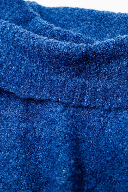 knitted fluffy boat neck sweater in blue - Jumpers