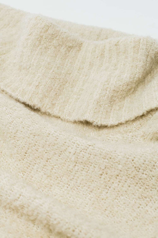 knitted fluffy boat neck sweater in cream - Jumpers