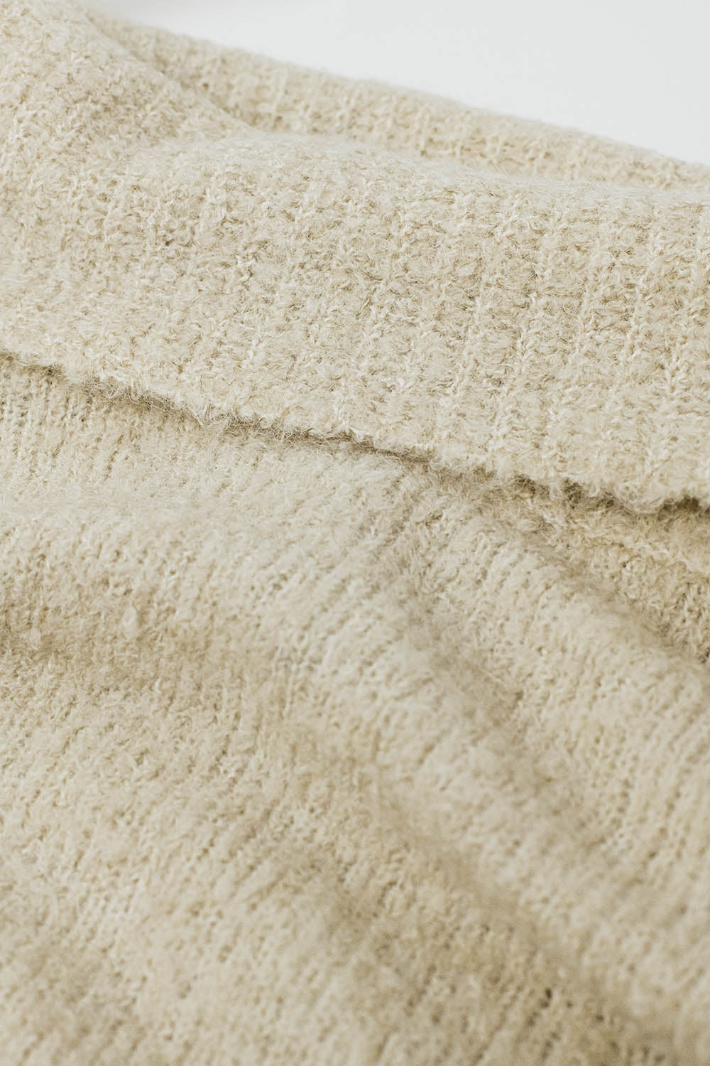 knitted fluffy high neck sweater in cream - Jumpers