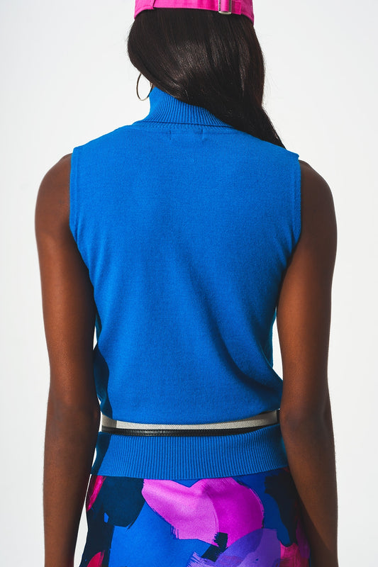 Knitted tank jumper in blue - Jumpers