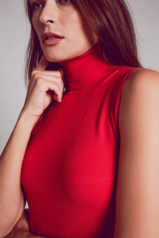 Knitted tank jumper in red - Jumpers