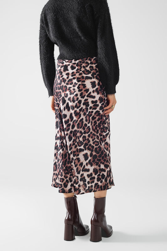 Leopard print mid-rise Flared midi skirt - Skirts