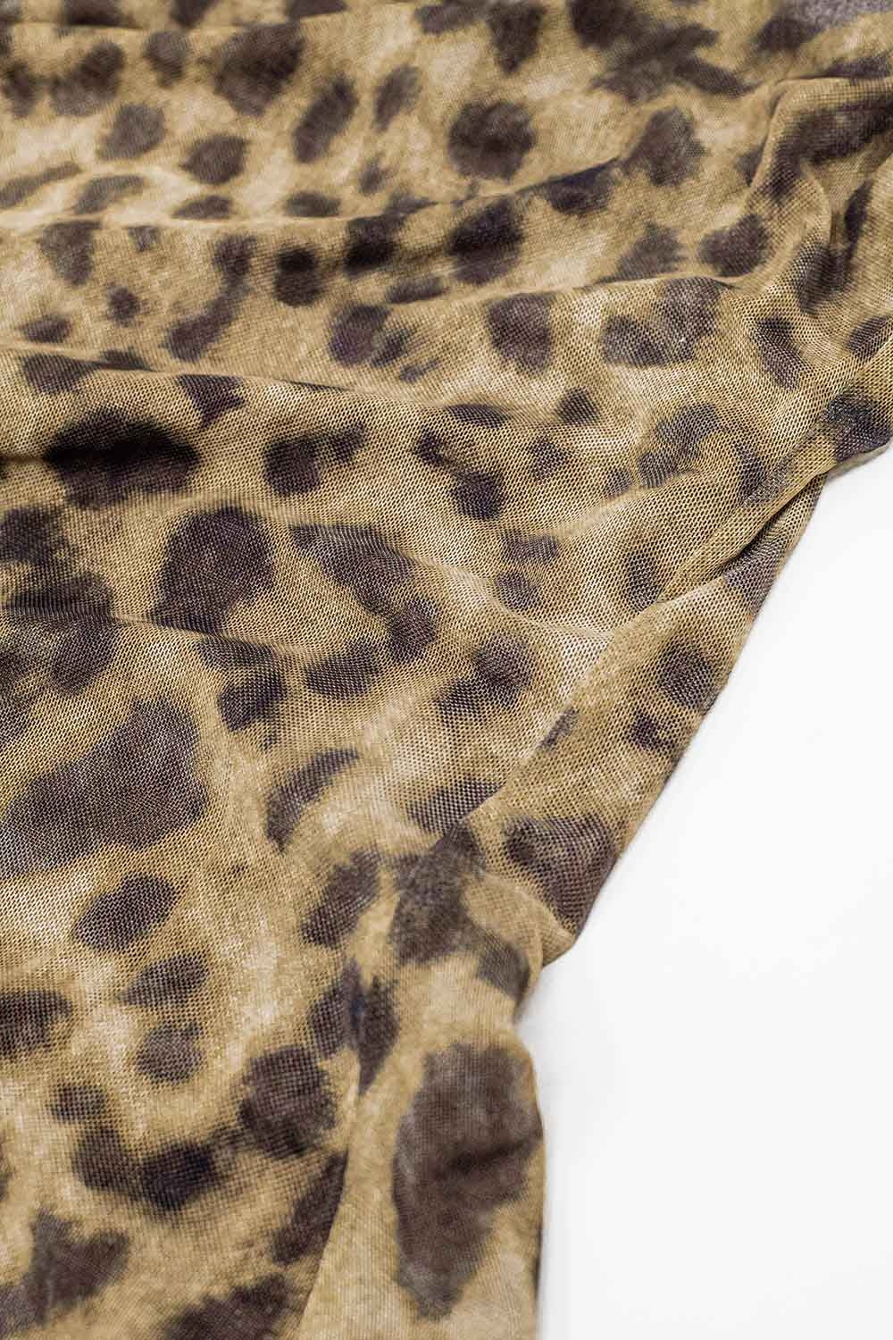 Leopard strap dress in mesh fabric - Dresses