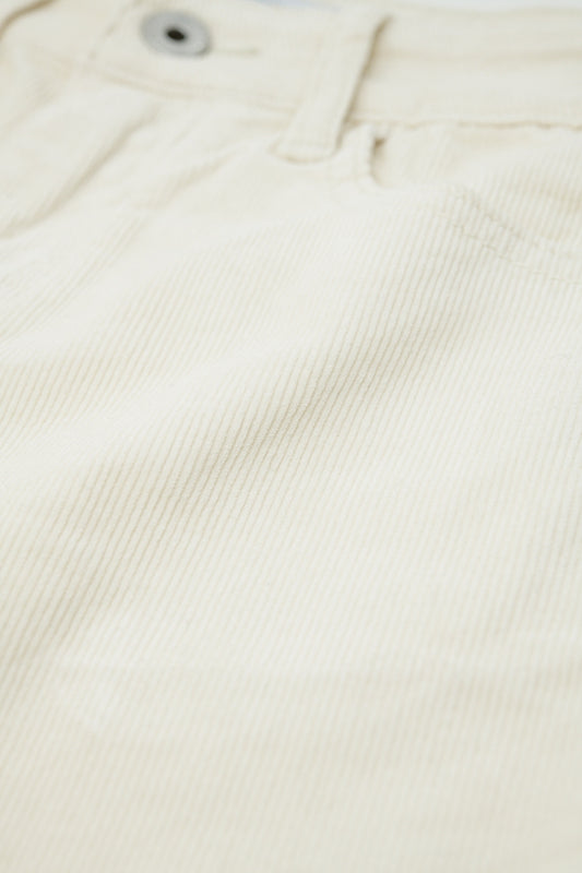 Light Beige Corduroy flare pants with leopard print at the bottom - Trousers