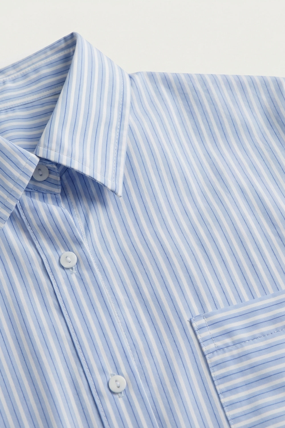 Light Blue Striped Relaxed Fit Button-Up Shirt - Shirts