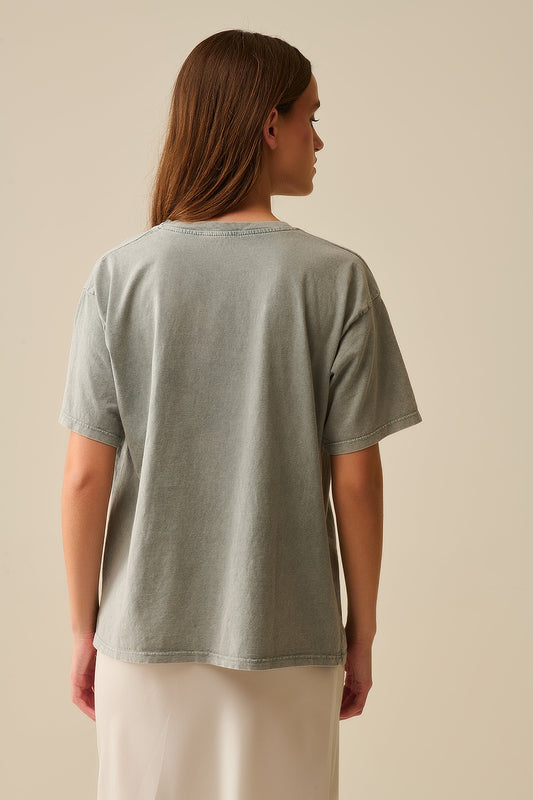 Light Grey Paris Relaxed T-shirt with Pink Letters - Tops