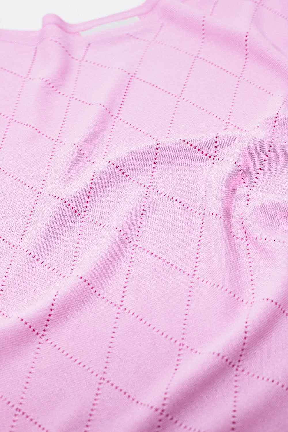 Light Pink Sweater In Argyle Print With Boat Neck - Jumpers