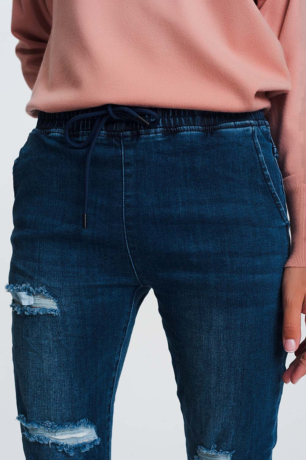 Lightweight jogger jeans in dark denim - Jeans