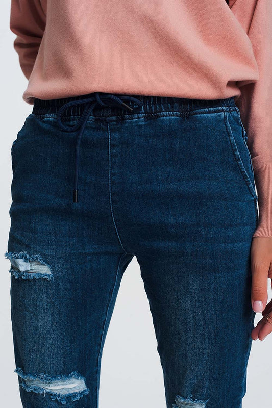 Lightweight jogger jeans in dark denim - Jeans