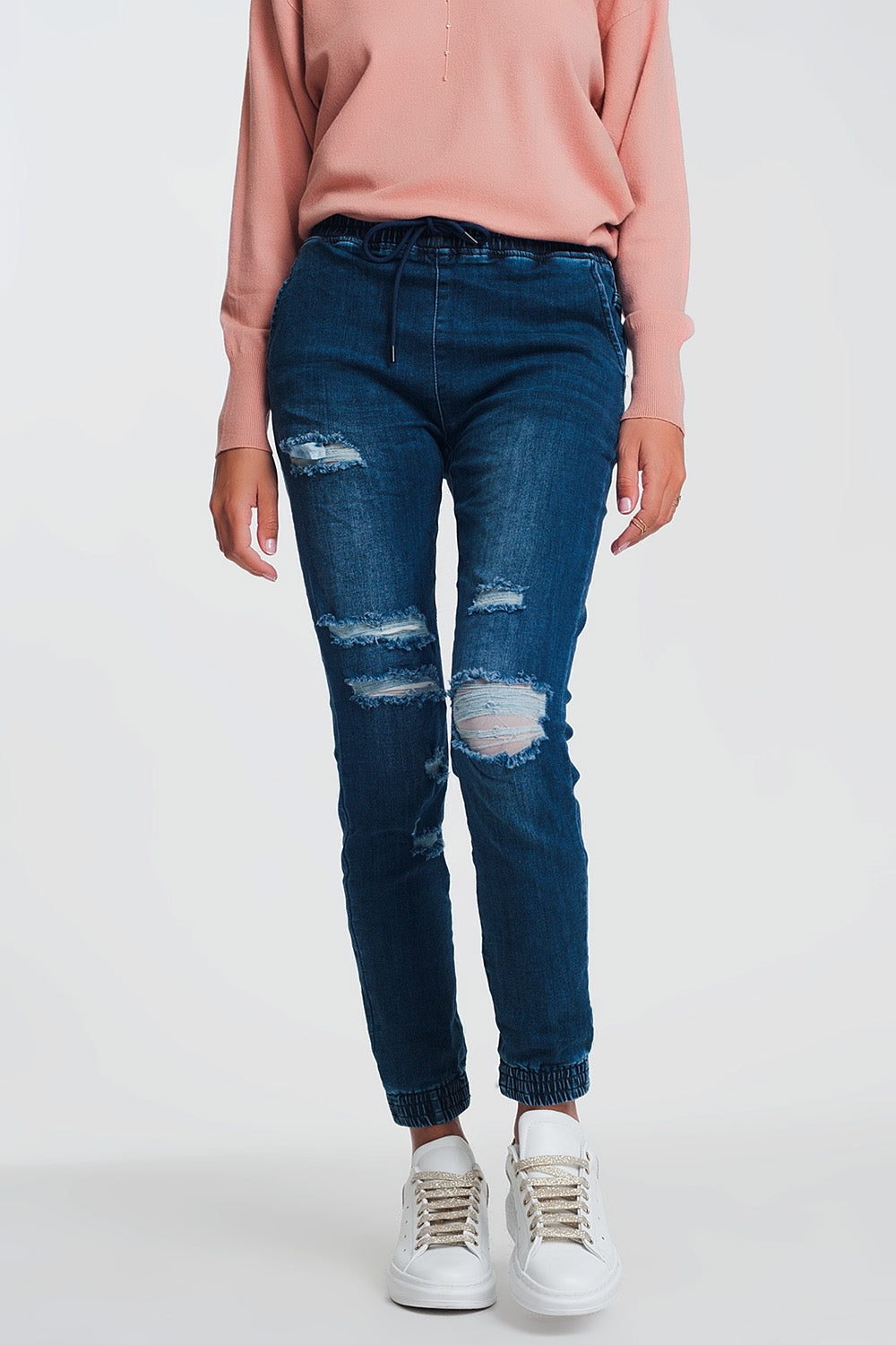 Lightweight jogger jeans in dark denim - Jeans