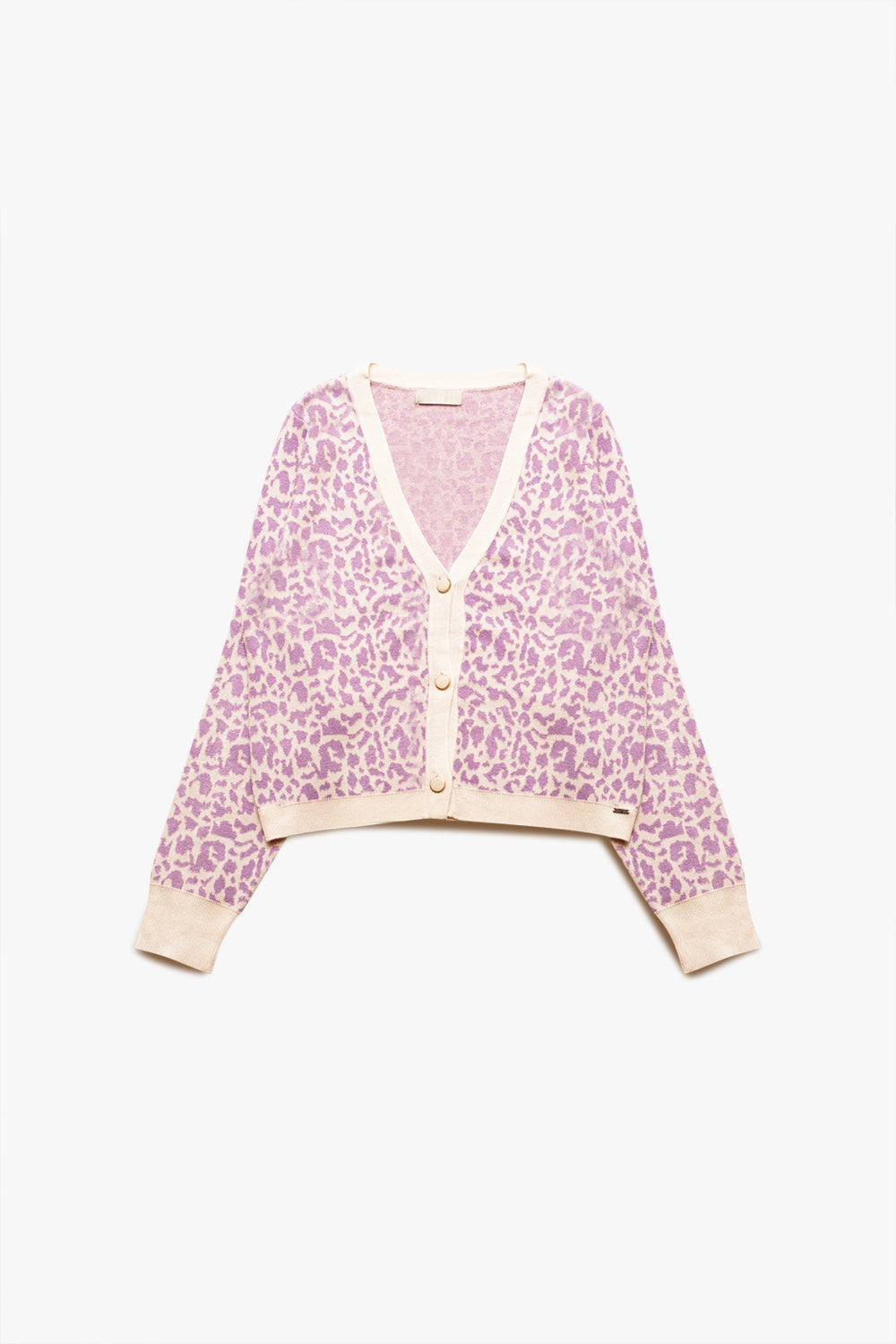 Lightweight knitted cardigan in lilac animal print - Cardigans