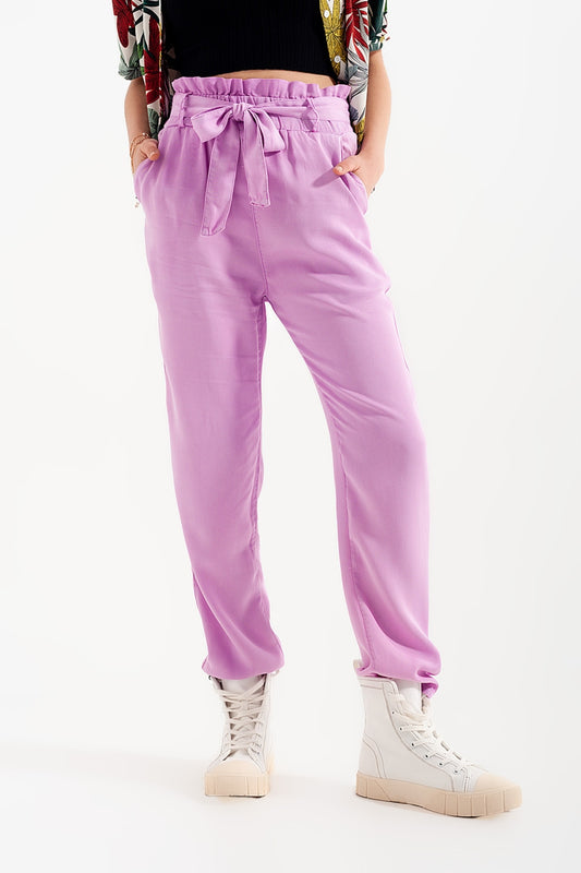 Lightweight Pants with tie waist in purple - Trousers