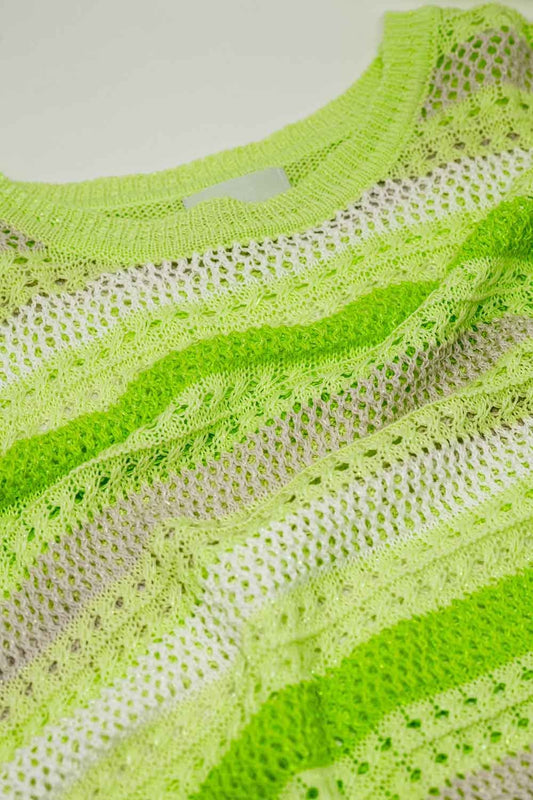 Long Sleeve Light Multicolored Sweater With Boat Neck - Jumpers