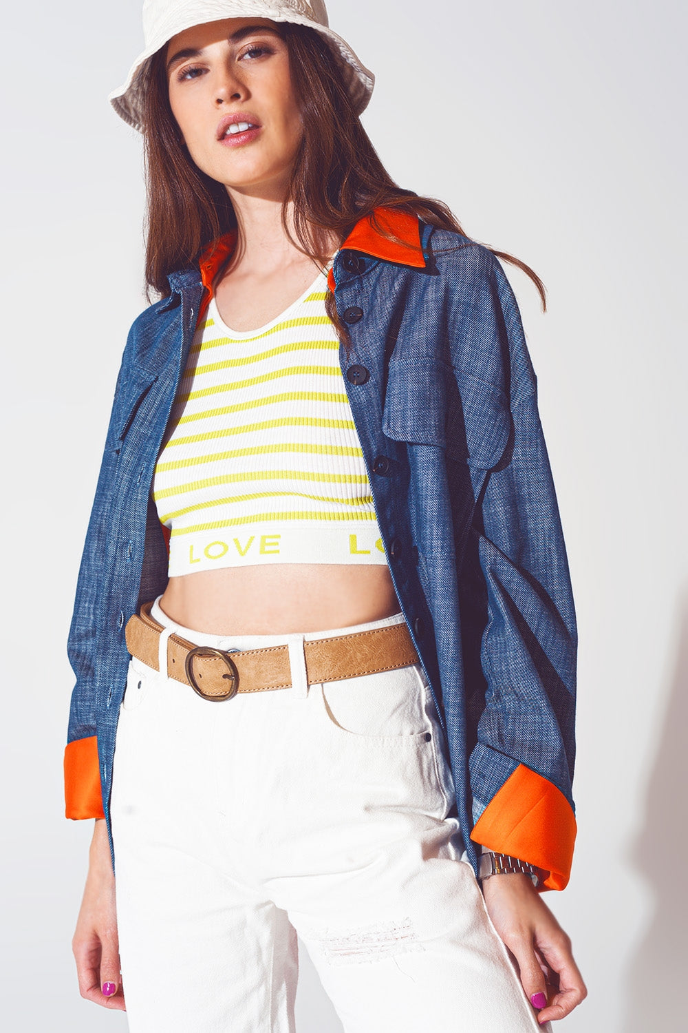 Long sleeve shacket in navy - Jackets