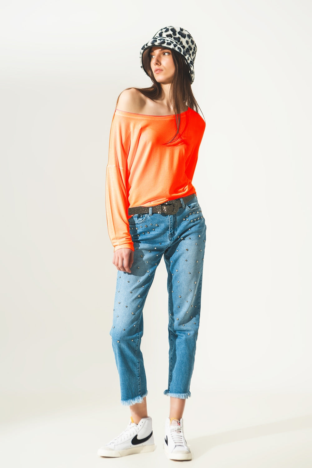 Long sleeve t shirt in orange modal - T-Shirts