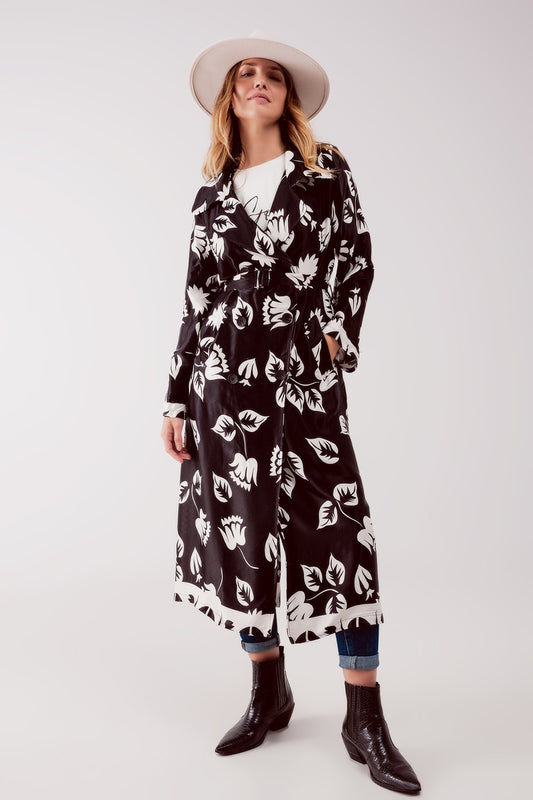 Longline printed blazer in black - Blazers