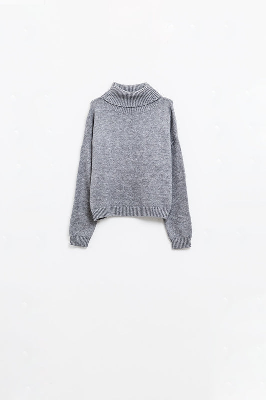 Loose grey sweater with dropped sleeves - Jumpers