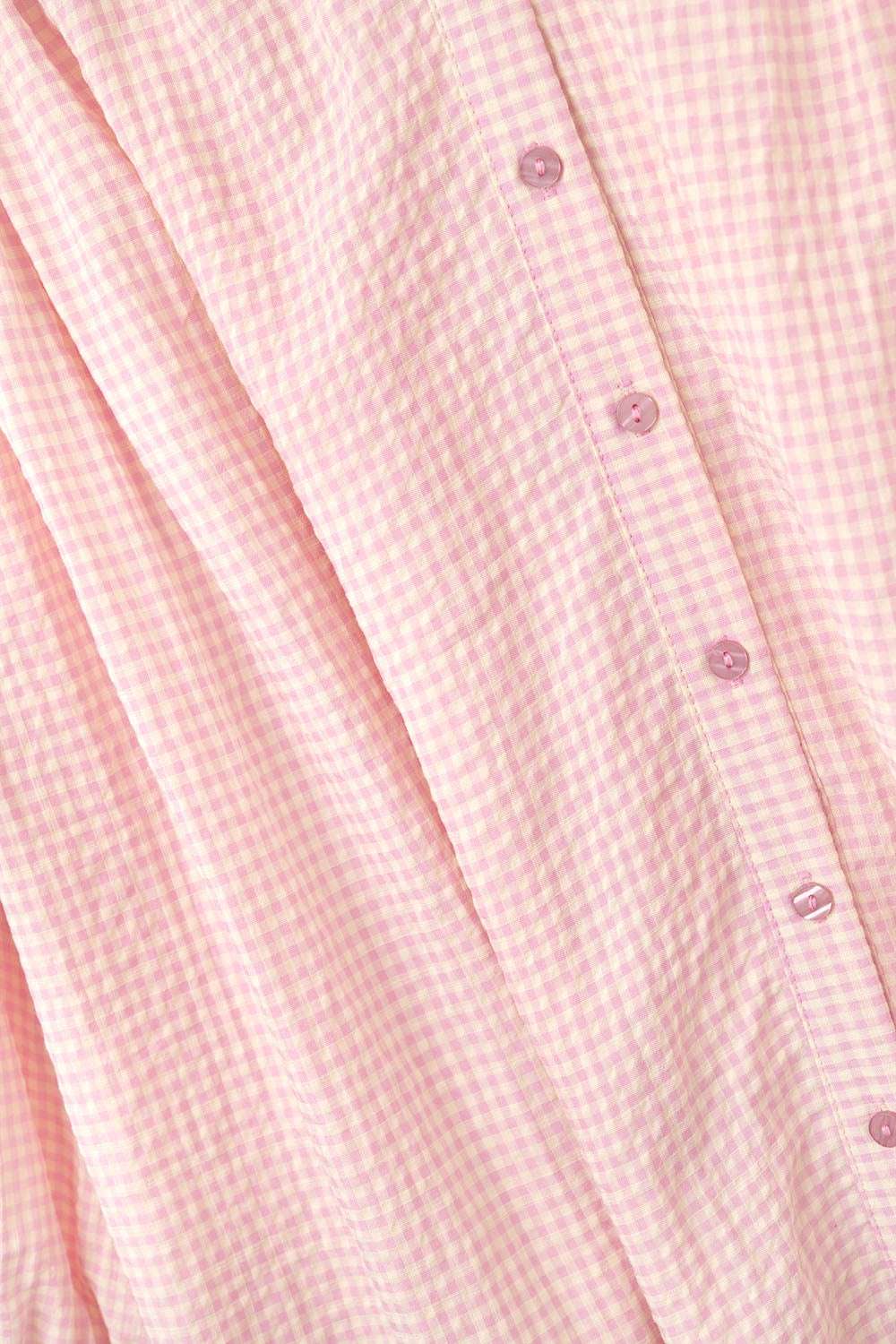 loose light pink gingham blouse - Blouses