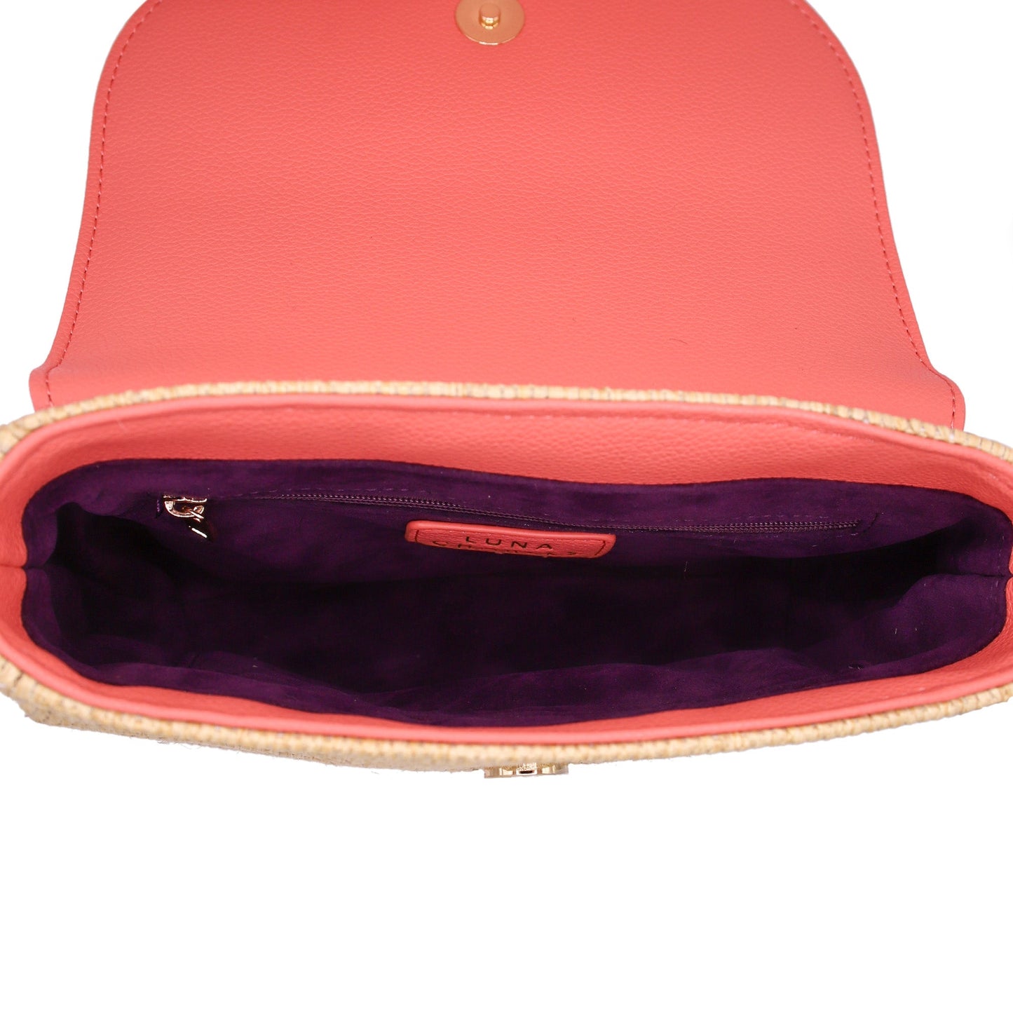 Elena Star Studded Rattan Handbag - Coral & Gold - Bags