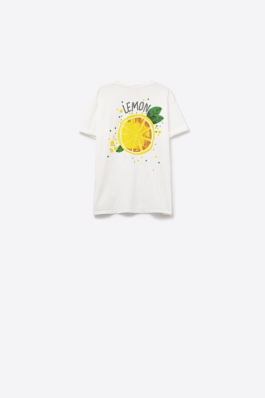 Made in Italy white t-shirt with Lemon graphic - T-Shirts
