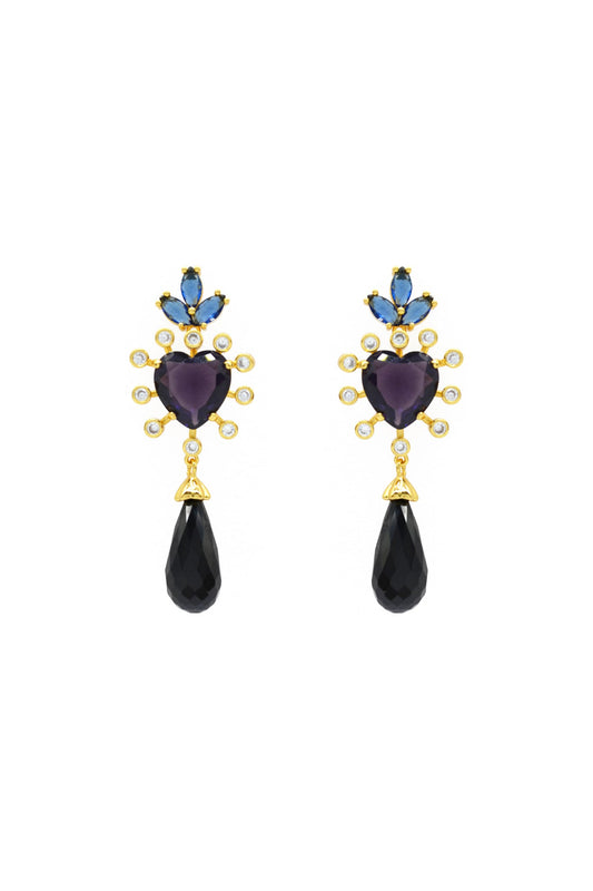 Maroon Dangle Statement Earring with Pearl - EARRINGS