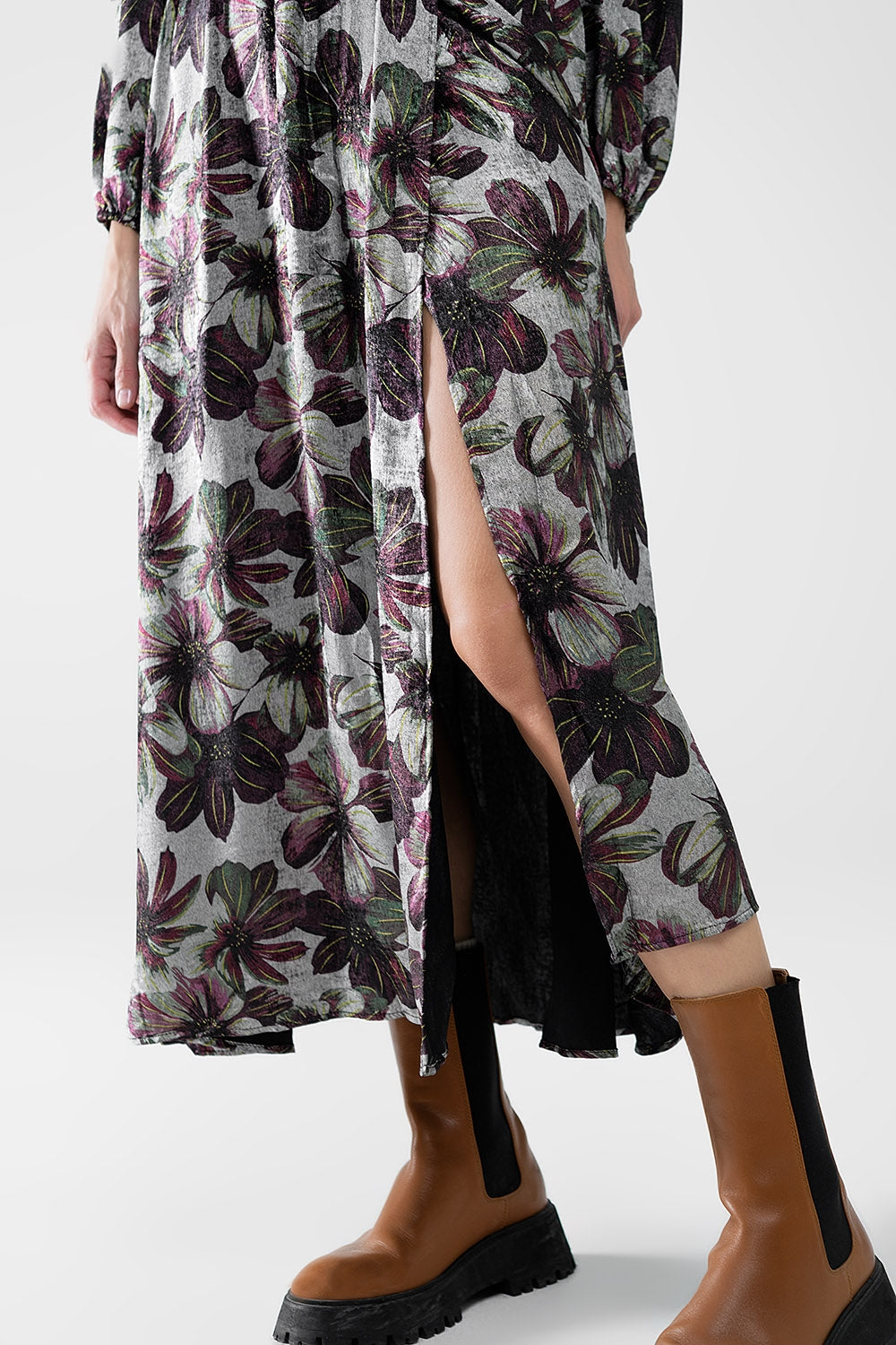 maxi dress with metallic effect flower print - Dresses
