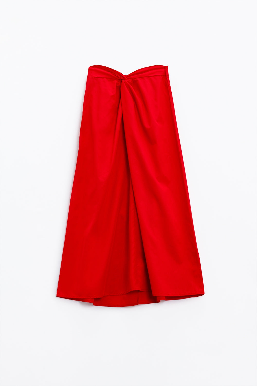 Maxi orange poplin skirt with knot detail at the waist - Skirts