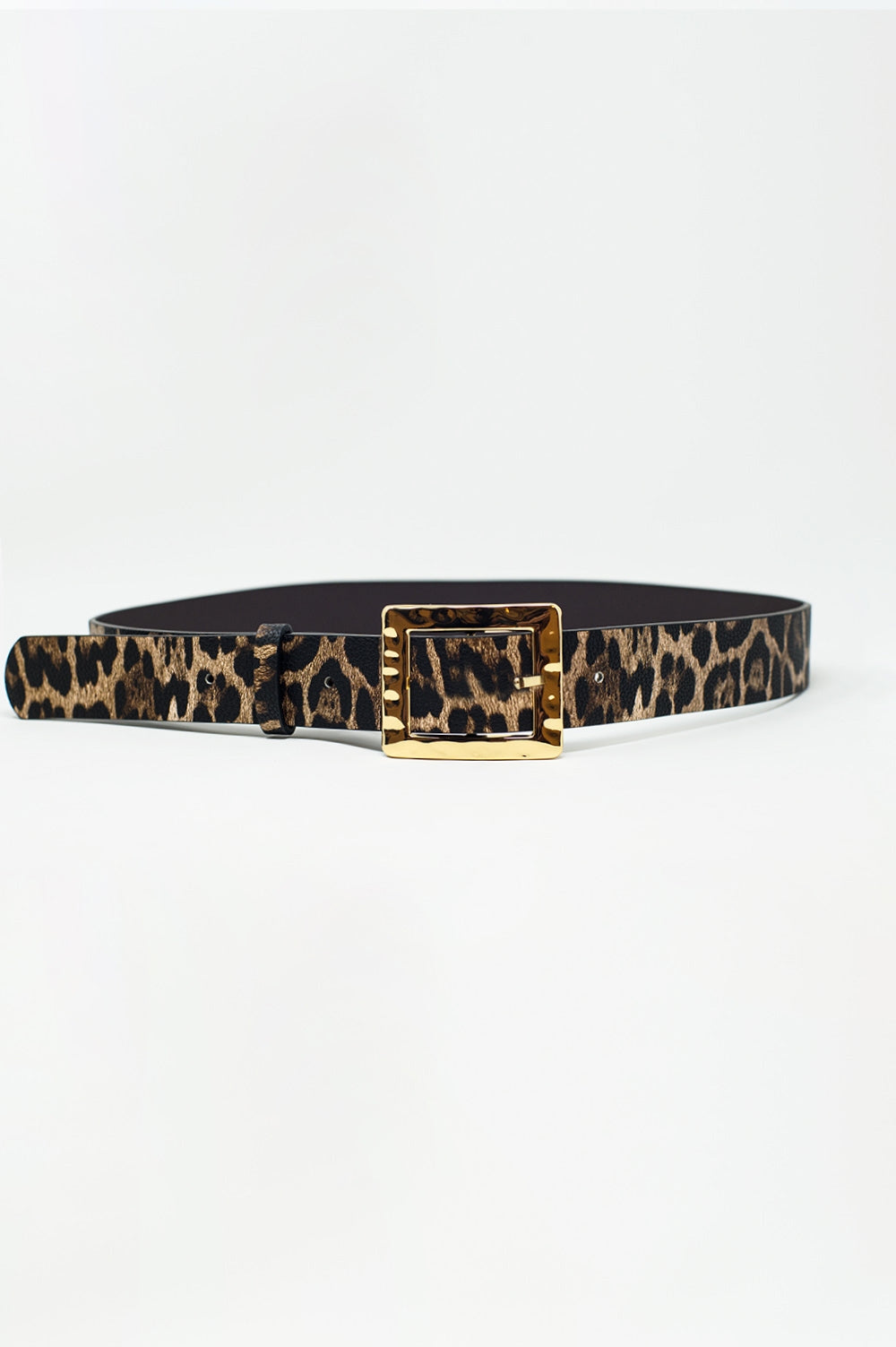 Medium width leopard belt in dark brown with gold buckle - Belts