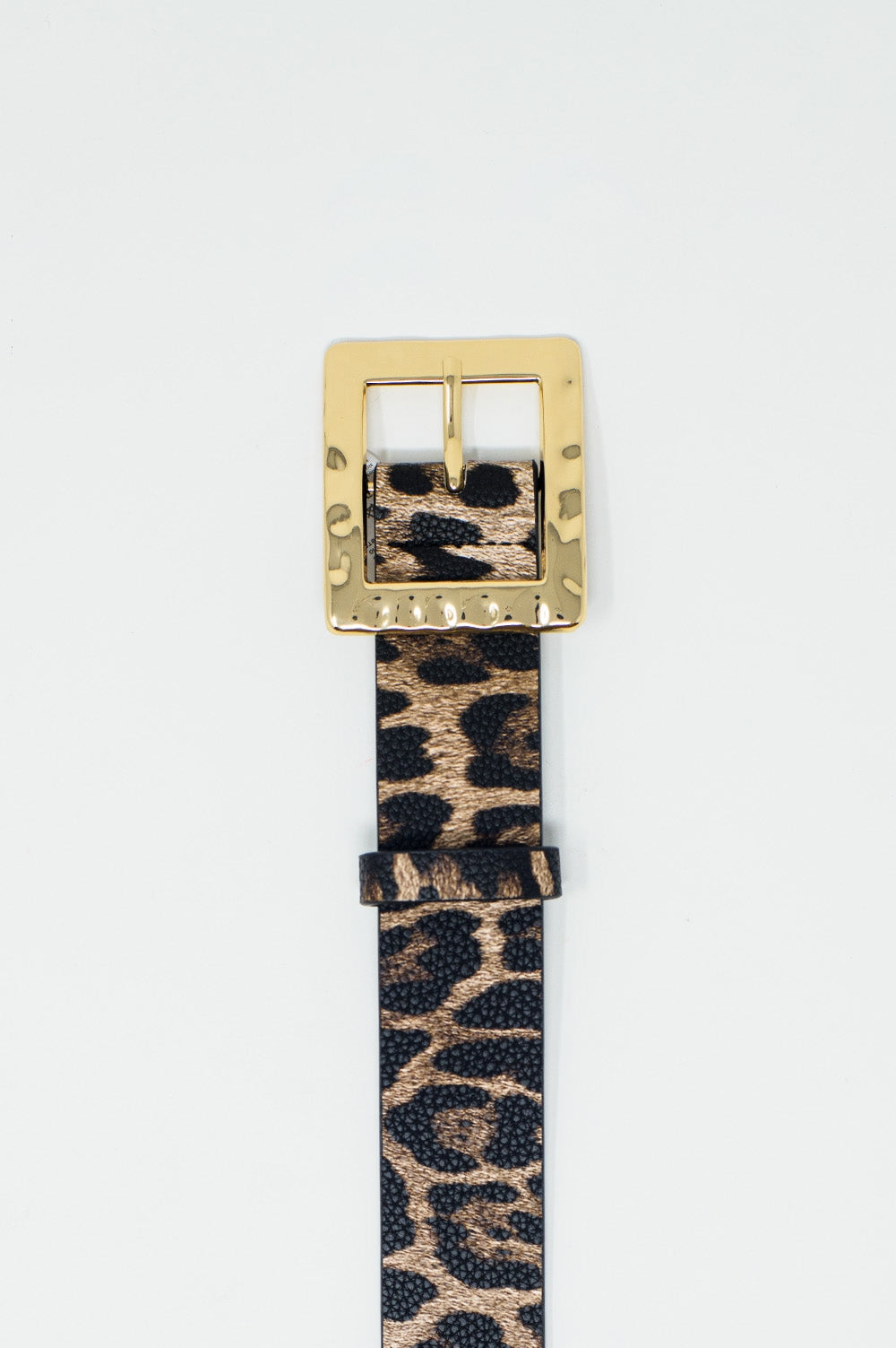 Medium width leopard belt in dark brown with gold buckle - Belts