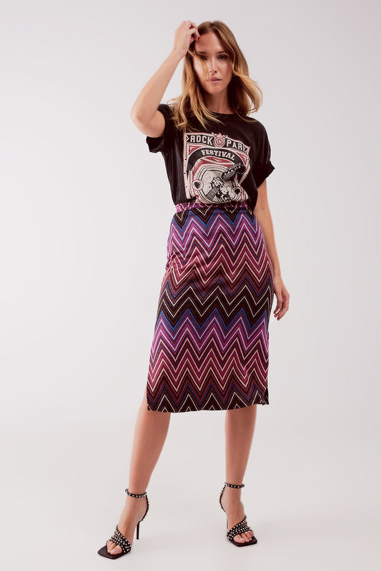 Midi skirt in fuchsia geo print - Skirts