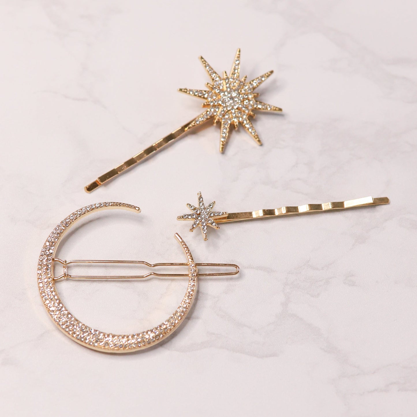 Juno Moon & Star Hair Clip Set | Gold - Hair Clip