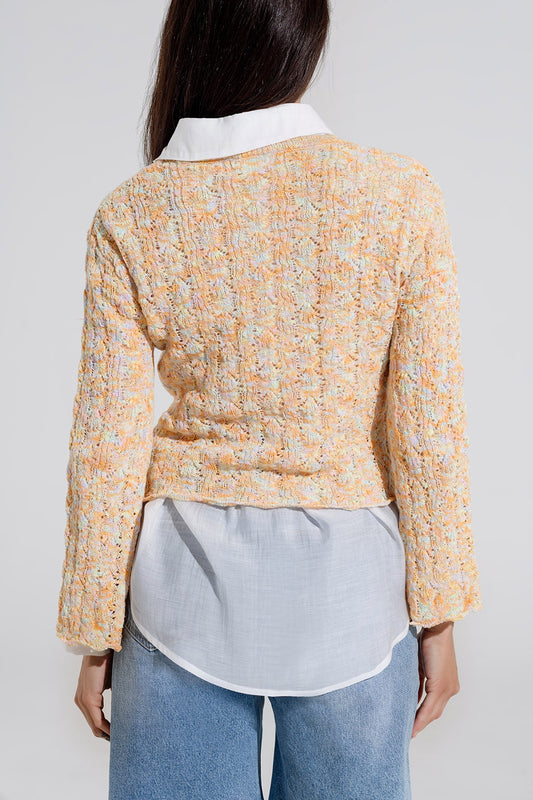 Multicolor Sweater With Flared Sleeves - Jumpers