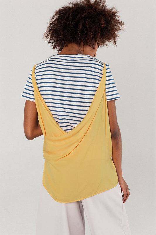 Mustard top with open back detail - Tops