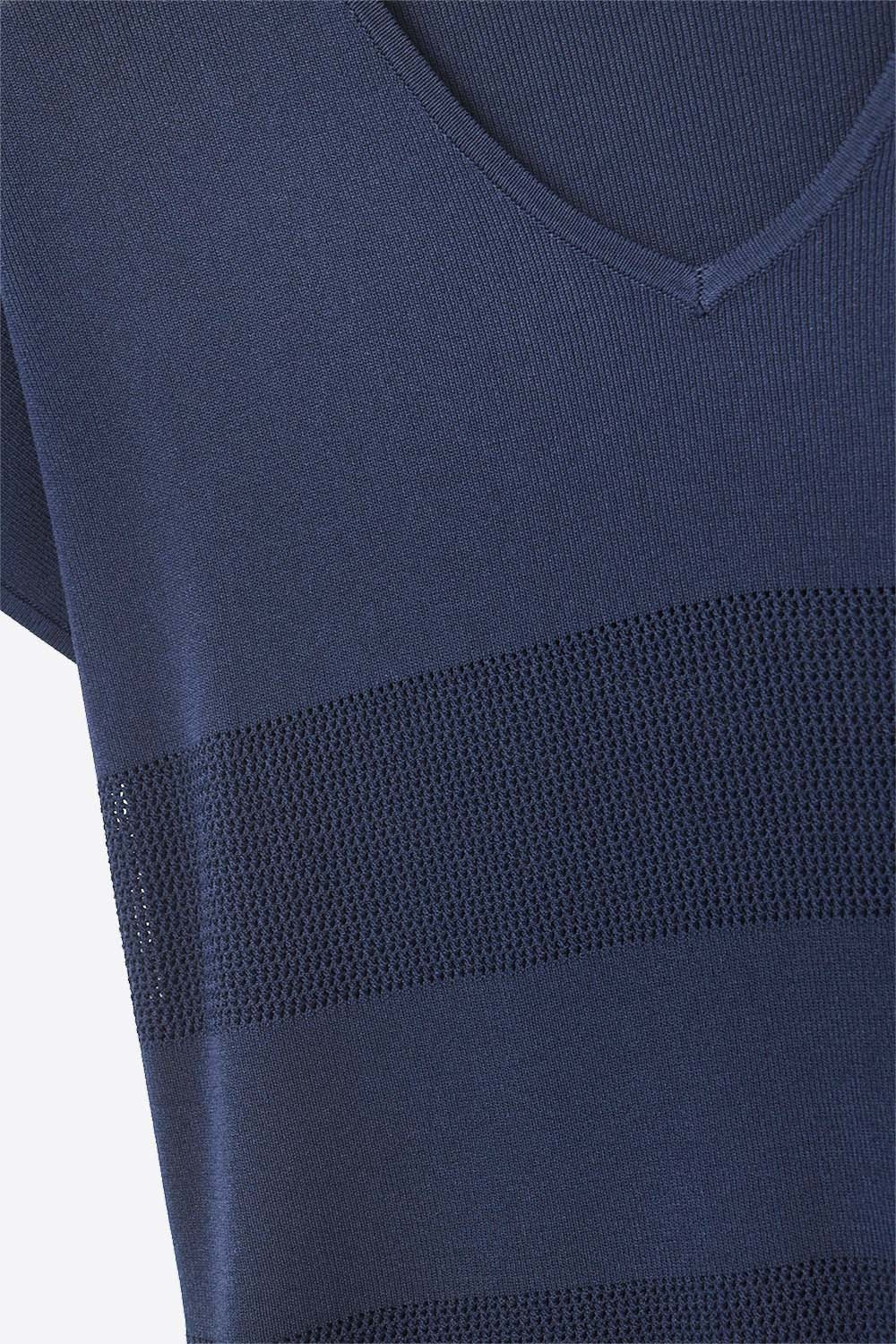 Navy Striped Texture Knit sweater - Sweaters