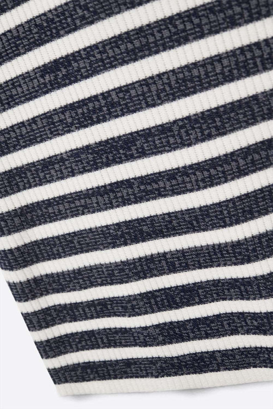 Navy top with white stripes and straps - Tops