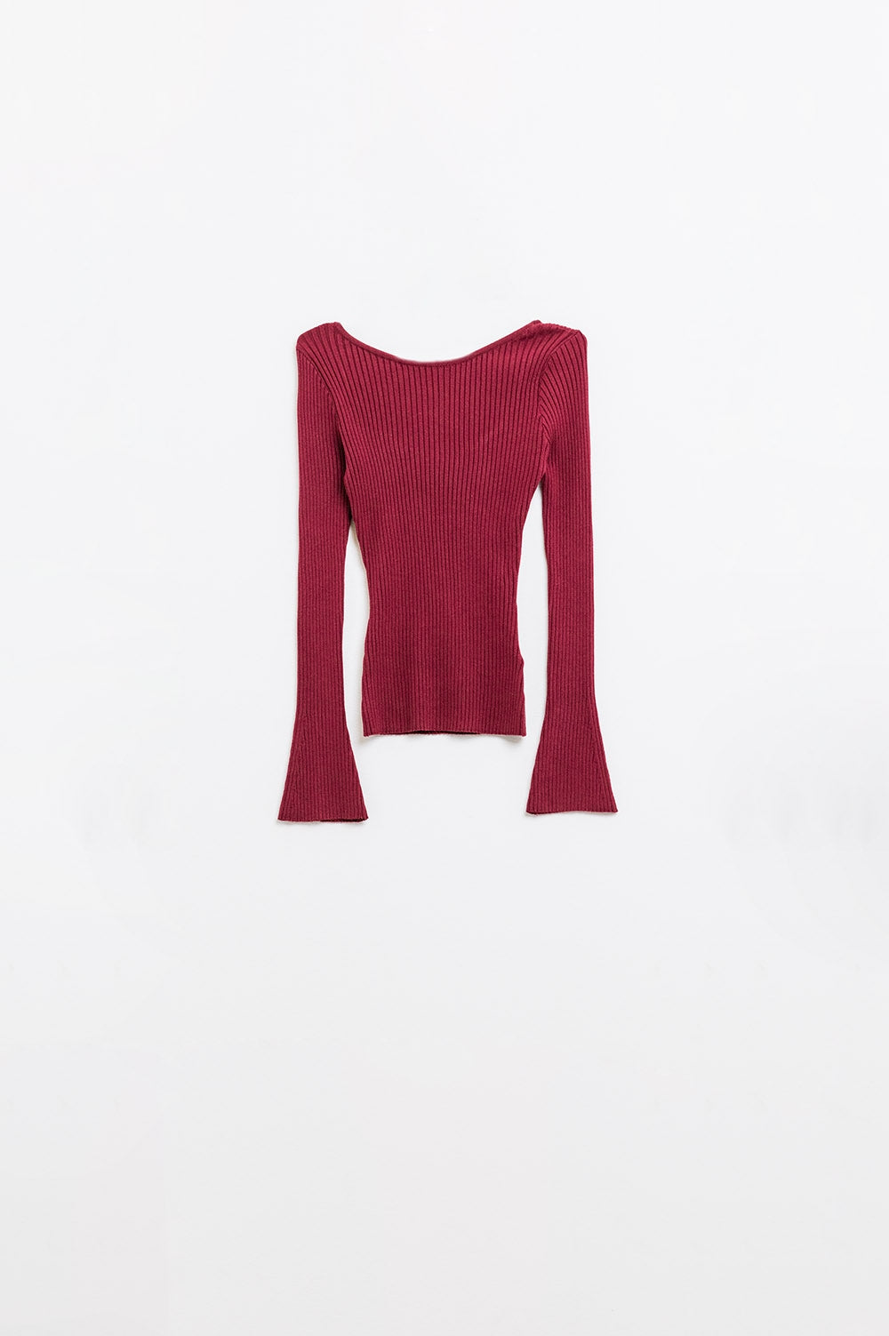 open back burgundy ribbed sweater - Jumpers